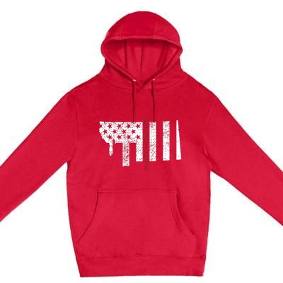 Montana Vintage Retro Usa Flag America Merica 4th Of July Premium Pullover Hoodie