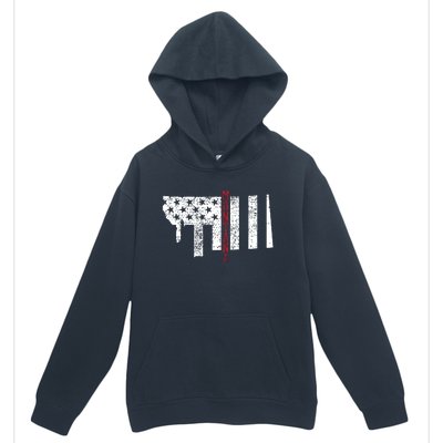 Montana Vintage Retro Usa Flag America Merica 4th Of July Urban Pullover Hoodie