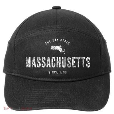 Massachusetts Vintage Sports Design Retro Ma 7-Panel Snapback Hat