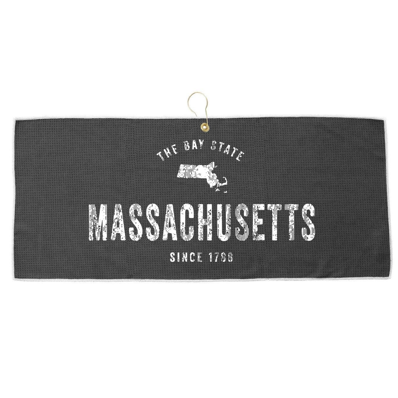 Massachusetts Vintage Sports Design Retro Ma Large Microfiber Waffle Golf Towel
