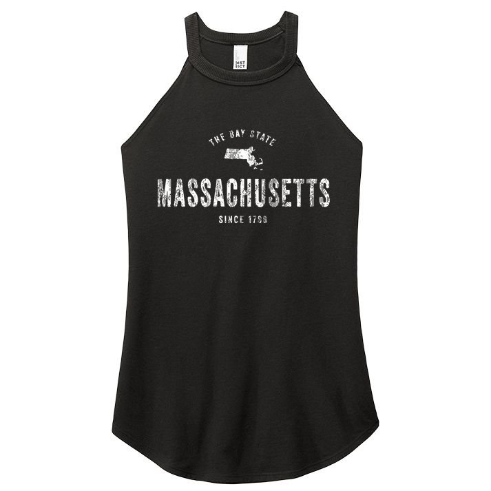 Massachusetts Vintage Sports Design Retro Ma Women's Perfect Tri Rocker Tank