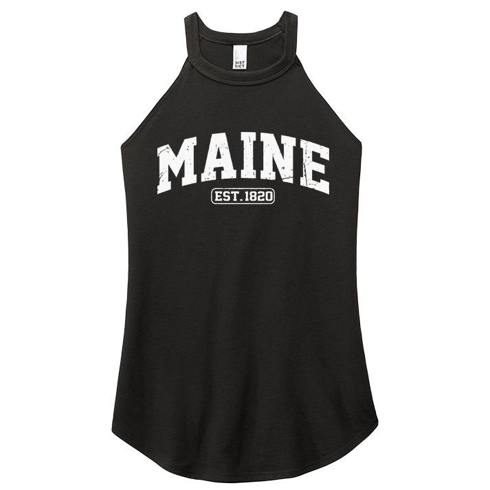 Maine Vintage State Athletic Style Swea Women's Perfect Tri Rocker Tank