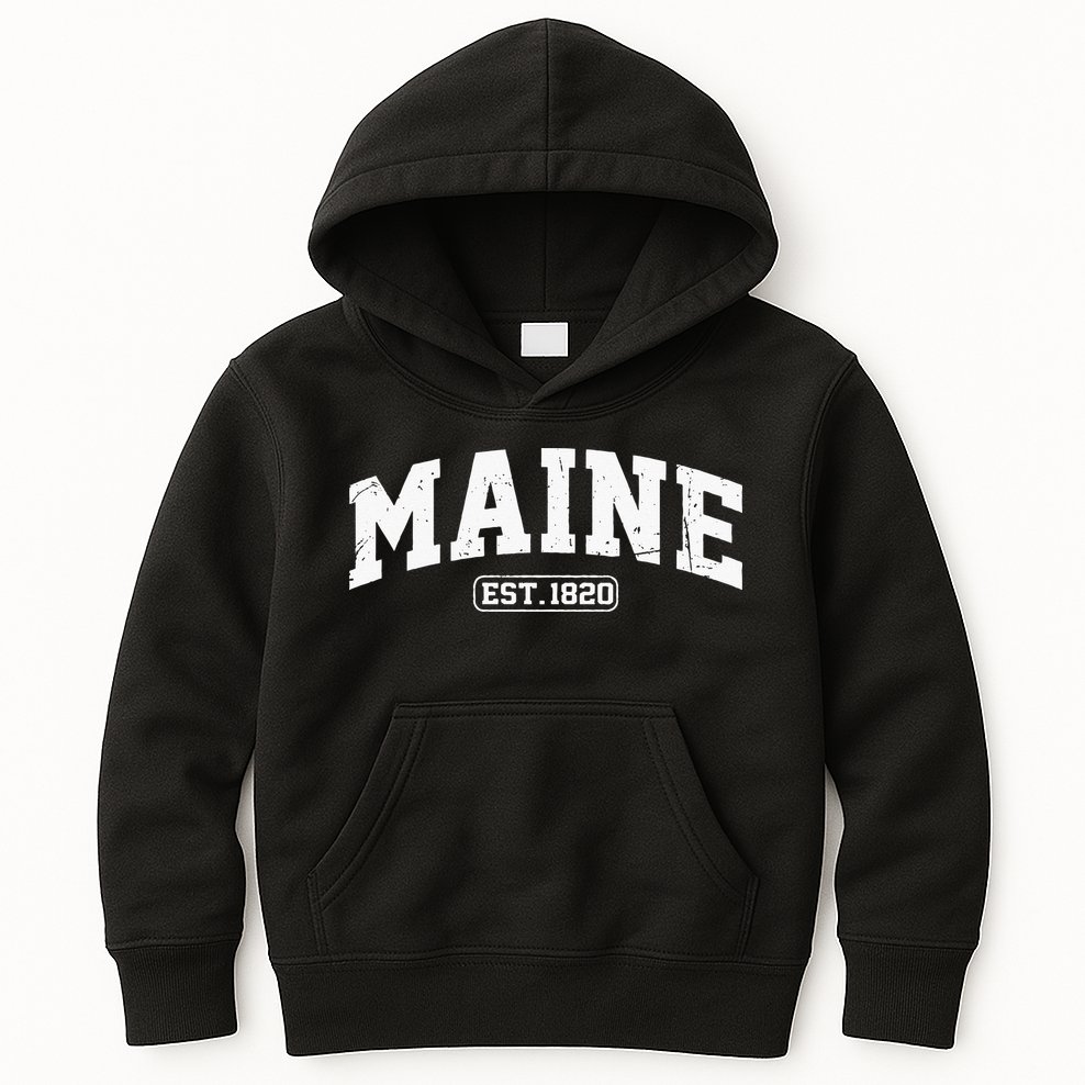 Maine Vintage State Athletic Style Swea Kids Hoodie