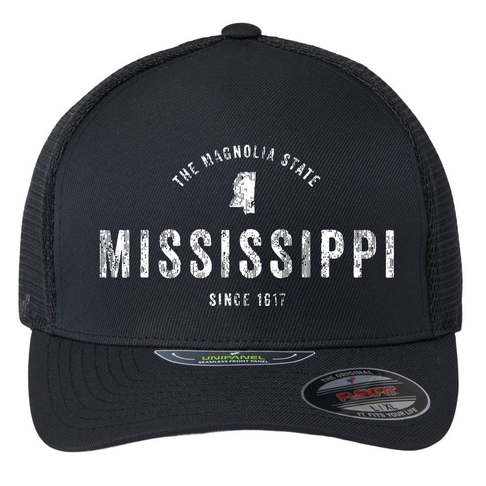 Mississippi Vintage Sports Design Retro Ms Flexfit Unipanel Trucker Cap