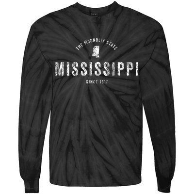 Mississippi Vintage Sports Design Retro Ms Tie-Dye Long Sleeve Shirt