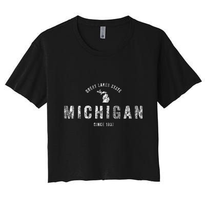 Michigan Vintage Sports Design Retro Mi Crop Top