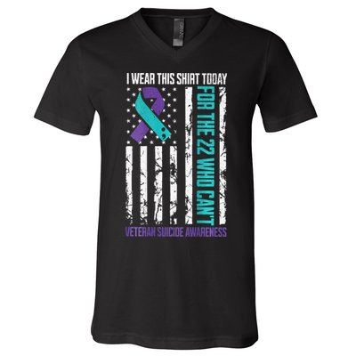 Military Veteran Suicide Awareness Crisis Number V-Neck T-Shirt