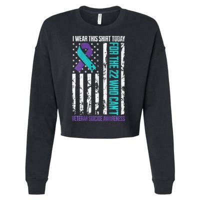 Military Veteran Suicide Awareness Crisis Number Cropped Pullover Crew