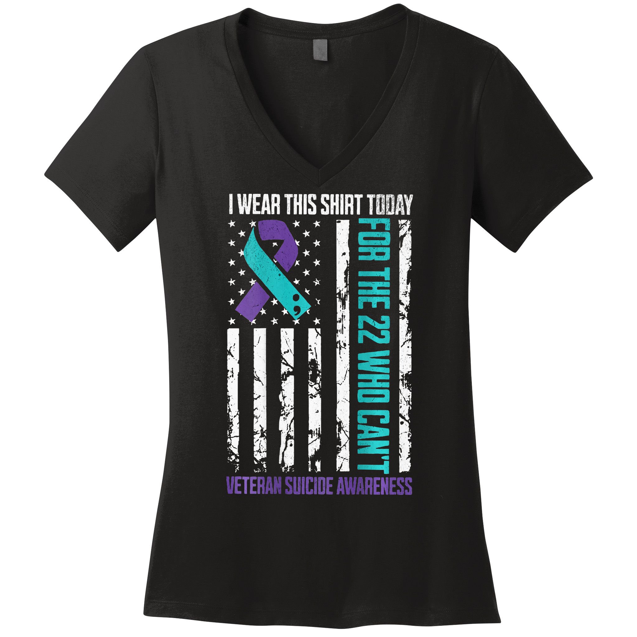 Military Veteran Suicide Awareness Crisis Number Women's V-Neck T-Shirt
