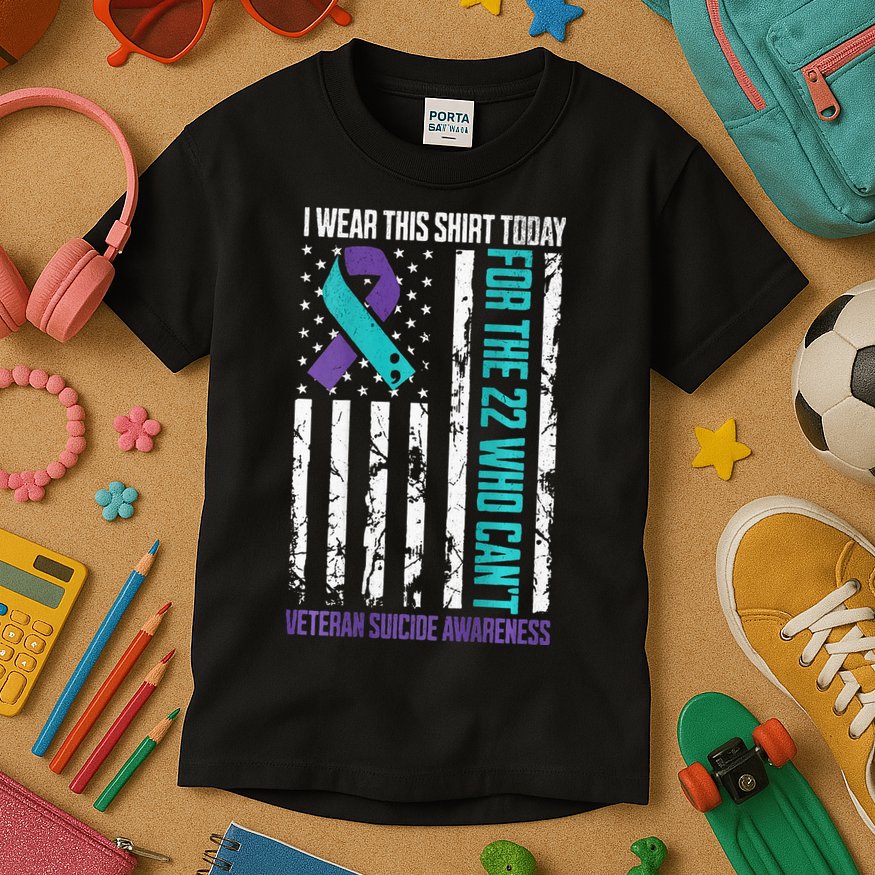 Military Veteran Suicide Awareness Crisis Number Kids T-Shirt