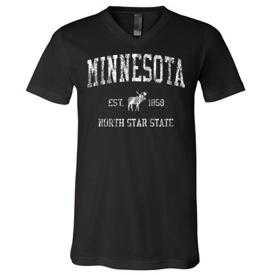 Minnesota Vintage Sports Mn Moose V-Neck T-Shirt