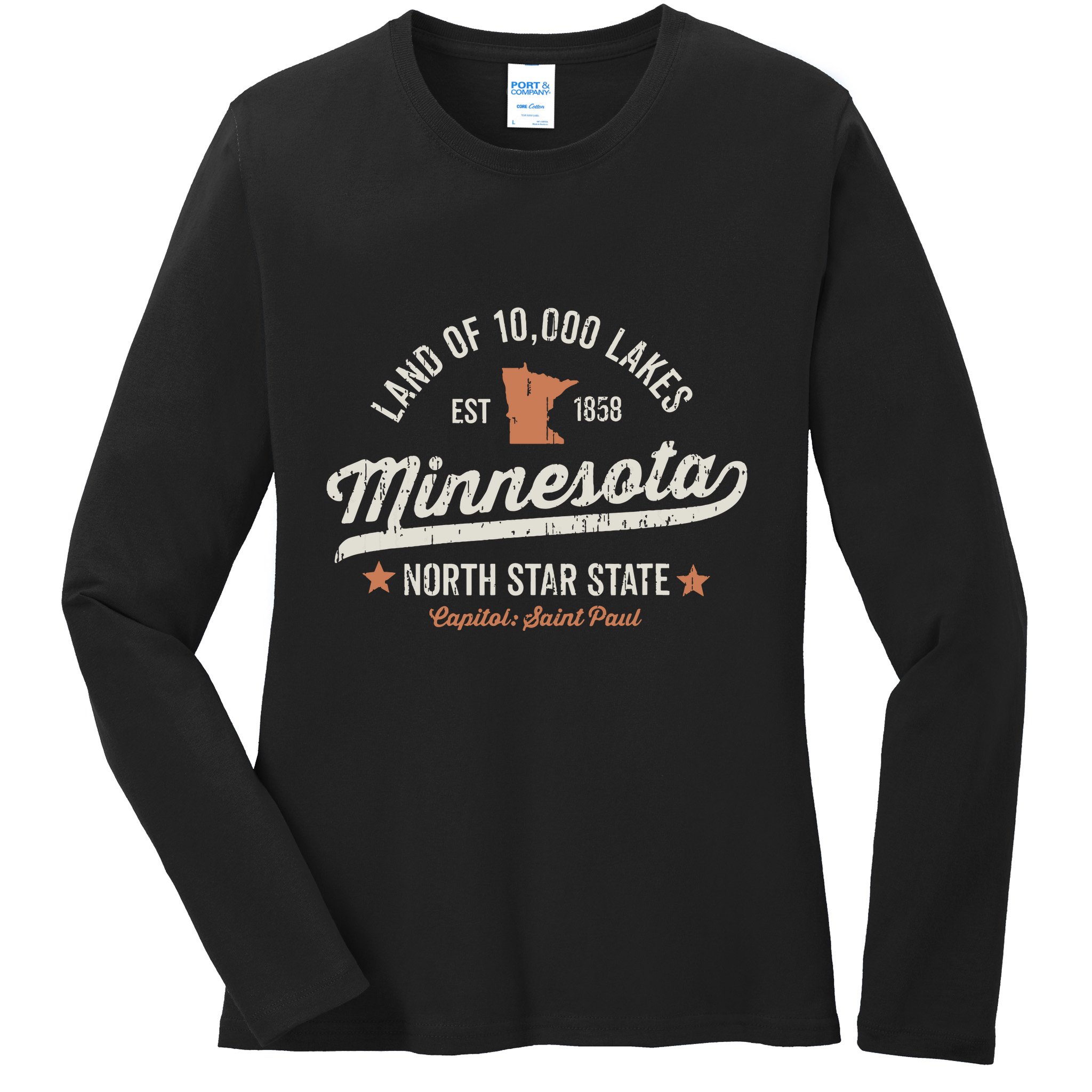 Minnesota Vintage Sports Design North Star State Rough Ladies Long Sleeve Shirt