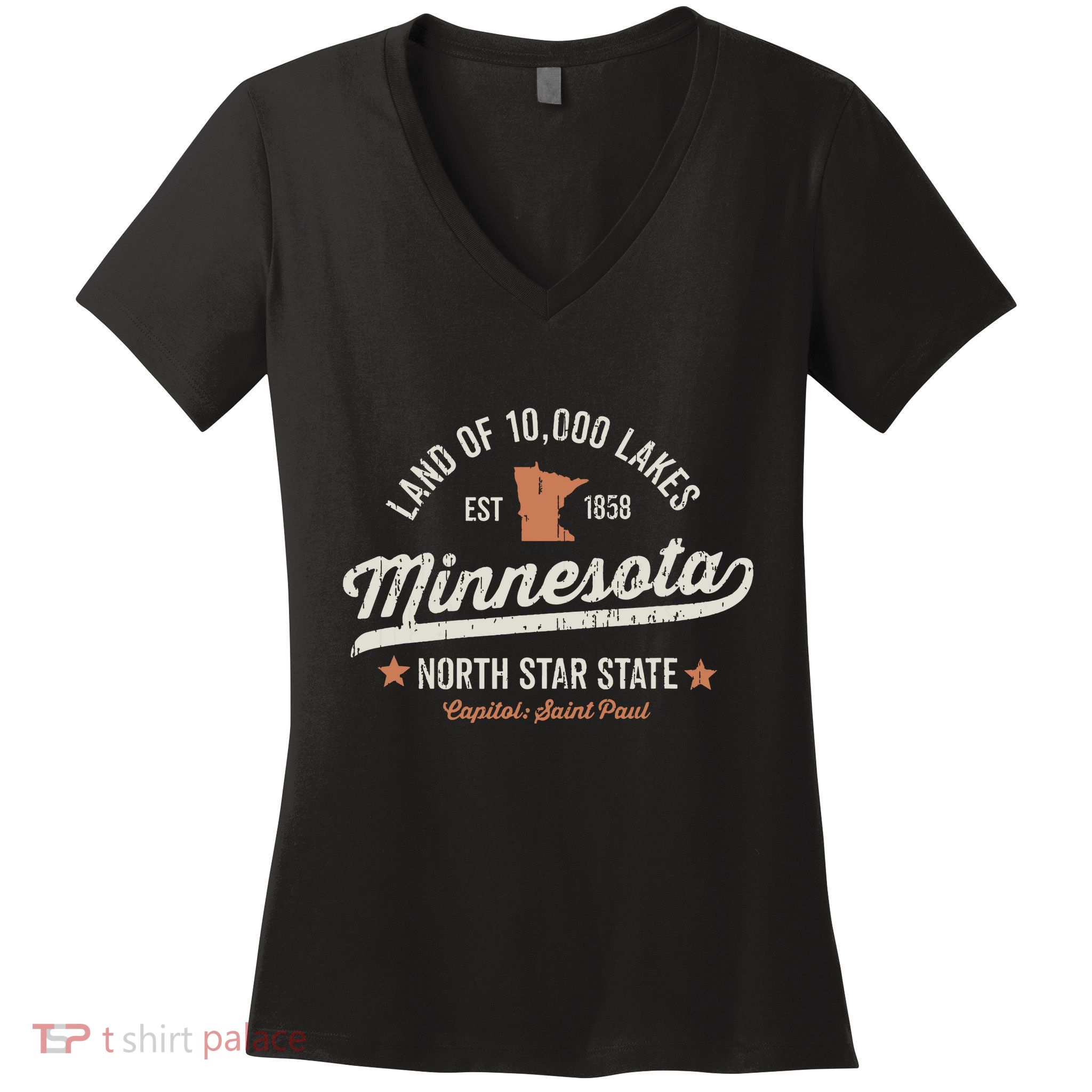 Minnesota Vintage Sports Design North Star State Rough Women's V-Neck T-Shirt