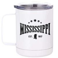 Mississippi Vintage State Pride Outline Distressed 12 oz Stainless Steel Tumbler Cup