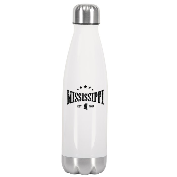 Mississippi Vintage State Pride Outline Distressed Stainless Steel Insulated Water Bottle