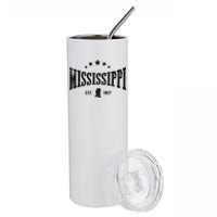 Mississippi Vintage State Pride Outline Distressed Stainless Steel Tumbler