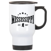 Mississippi Vintage State Pride Outline Distressed Stainless Steel Travel Mug