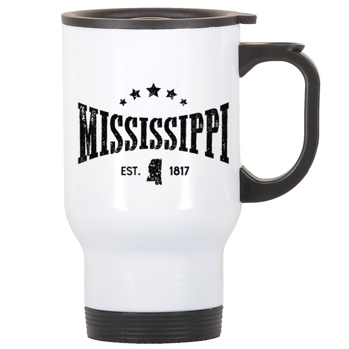 Mississippi Vintage State Pride Outline Distressed Stainless Steel Travel Mug