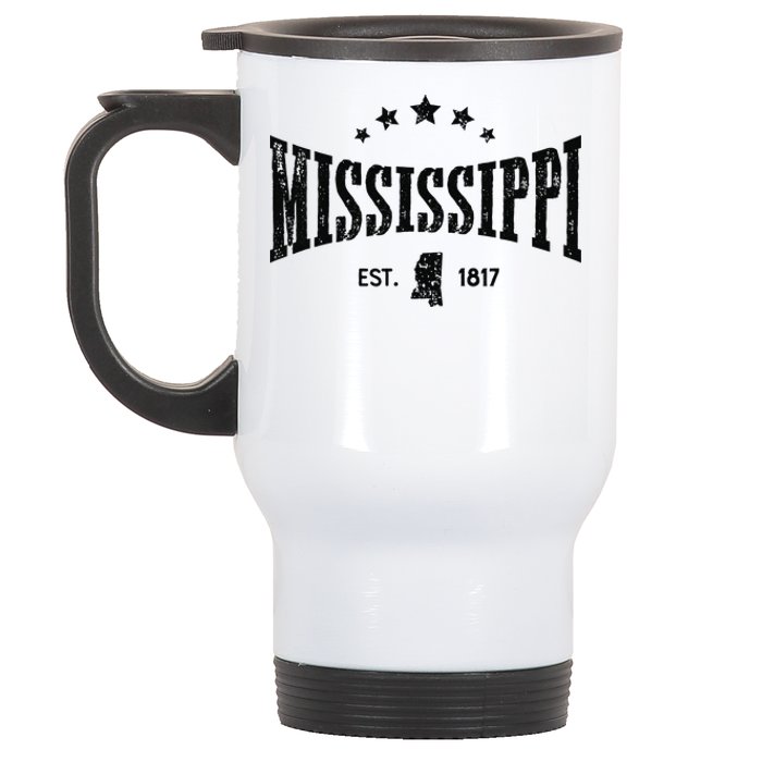 Mississippi Vintage State Pride Outline Distressed Stainless Steel Travel Mug