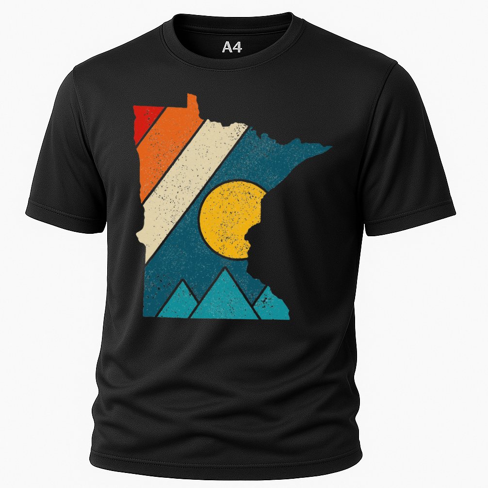 Minnesota Vintage State Map Mountains Hiking Pride Gift Cooling Performance Crew T-Shirt