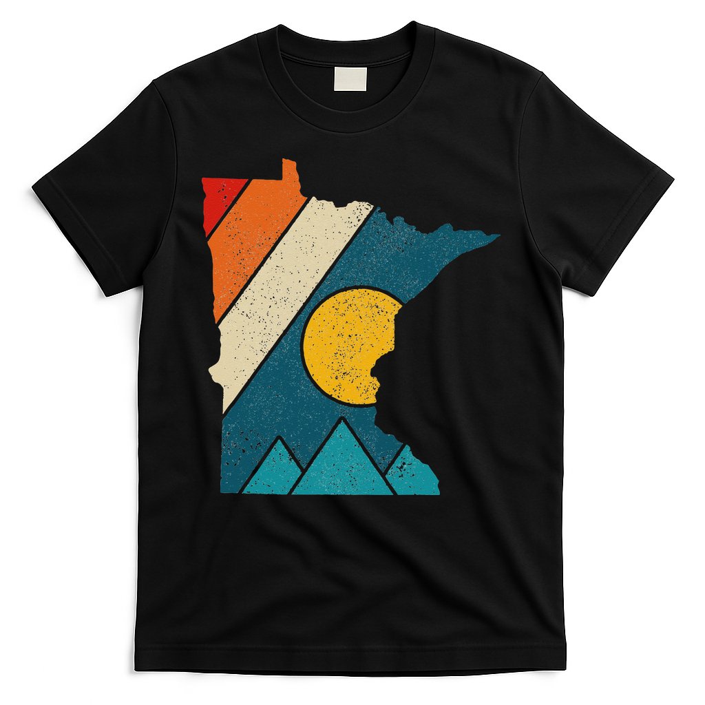 Minnesota Vintage State Map Mountains Hiking Pride Gift T-Shirt