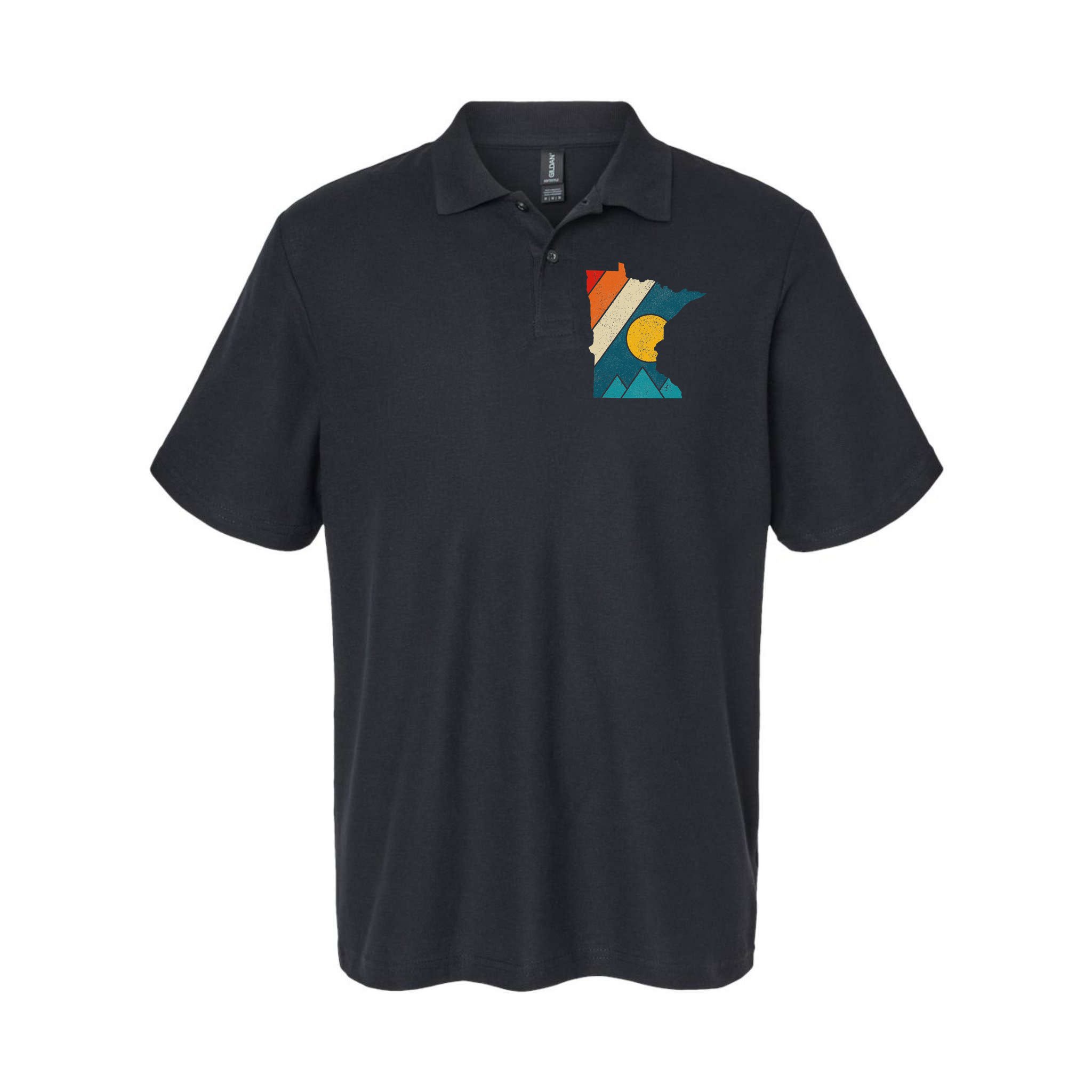 Minnesota Vintage State Map Mountains Hiking Pride Gift Polo