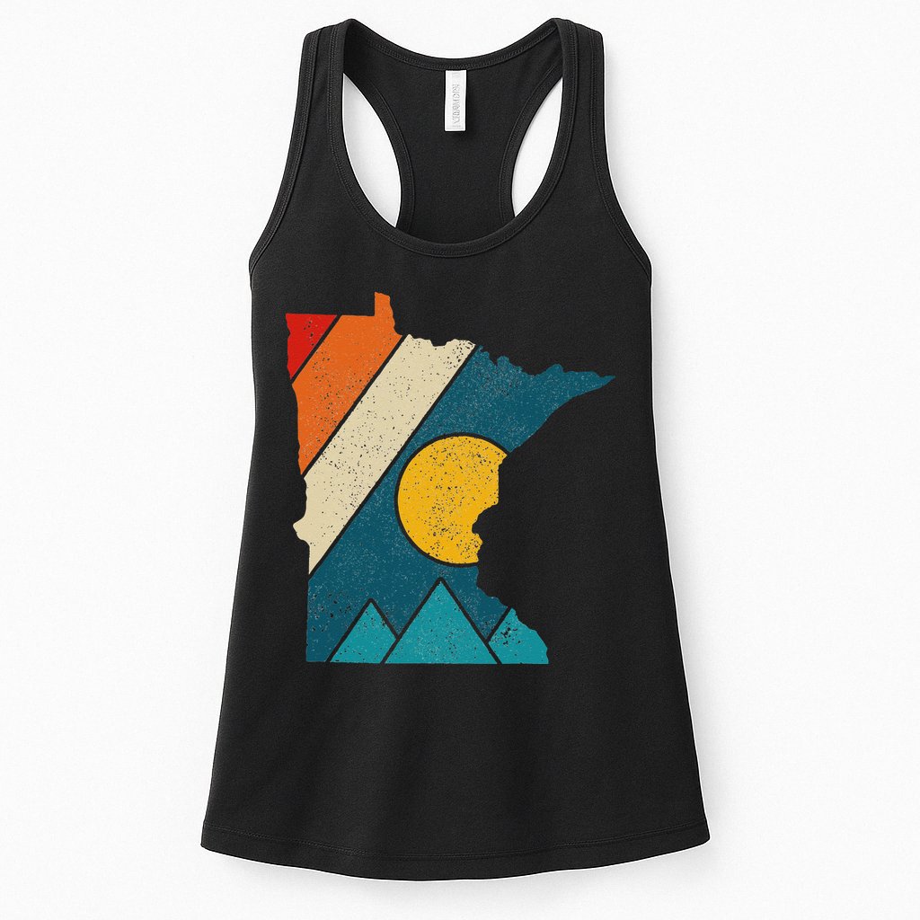 Minnesota Vintage State Map Mountains Hiking Pride Gift Womens Tank Top