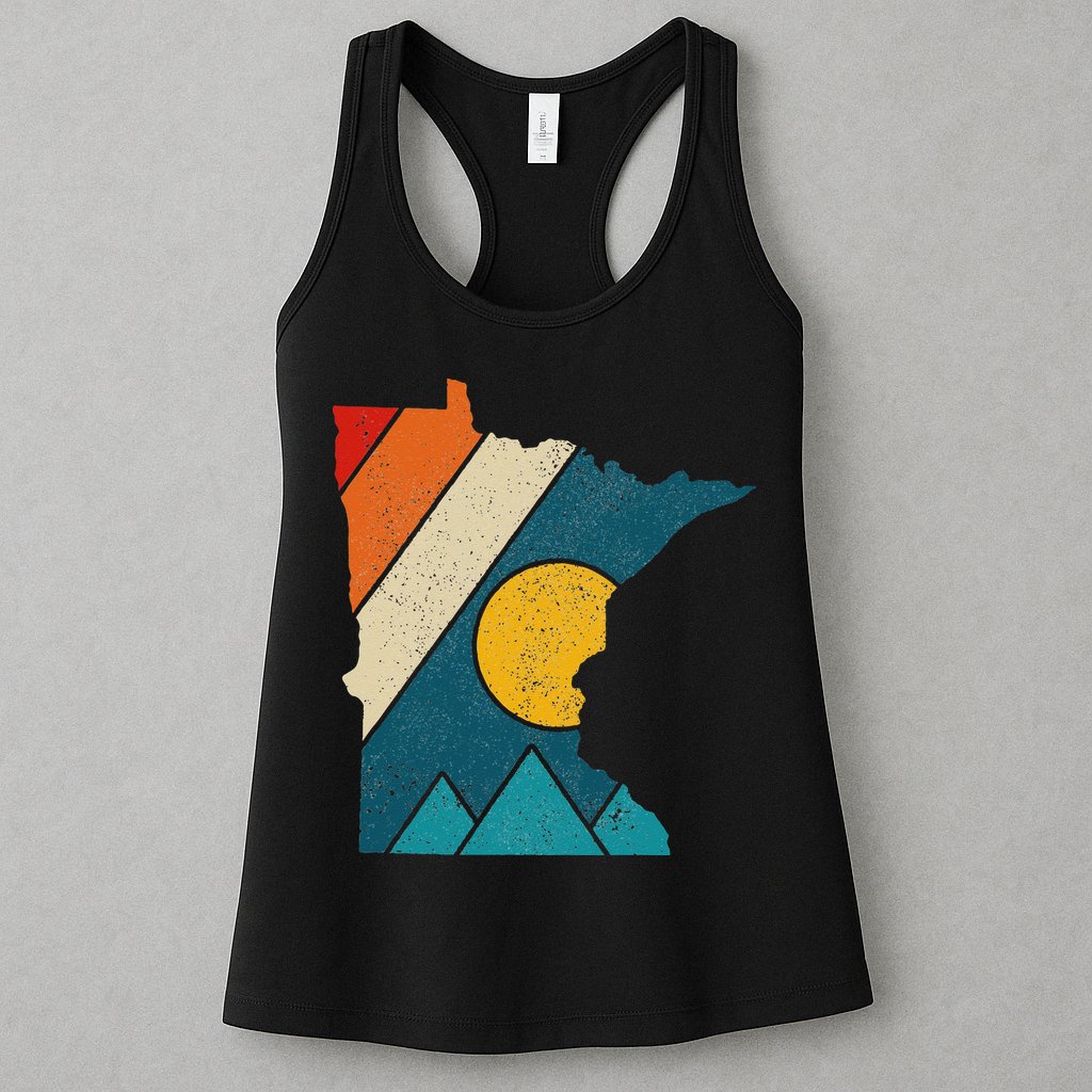 Minnesota Vintage State Map Mountains Hiking Pride Gift Womens Tank Top