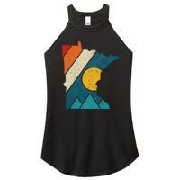 Minnesota Vintage State Map Mountains Hiking Pride Gift Women’s Perfect Tri Rocker Tank