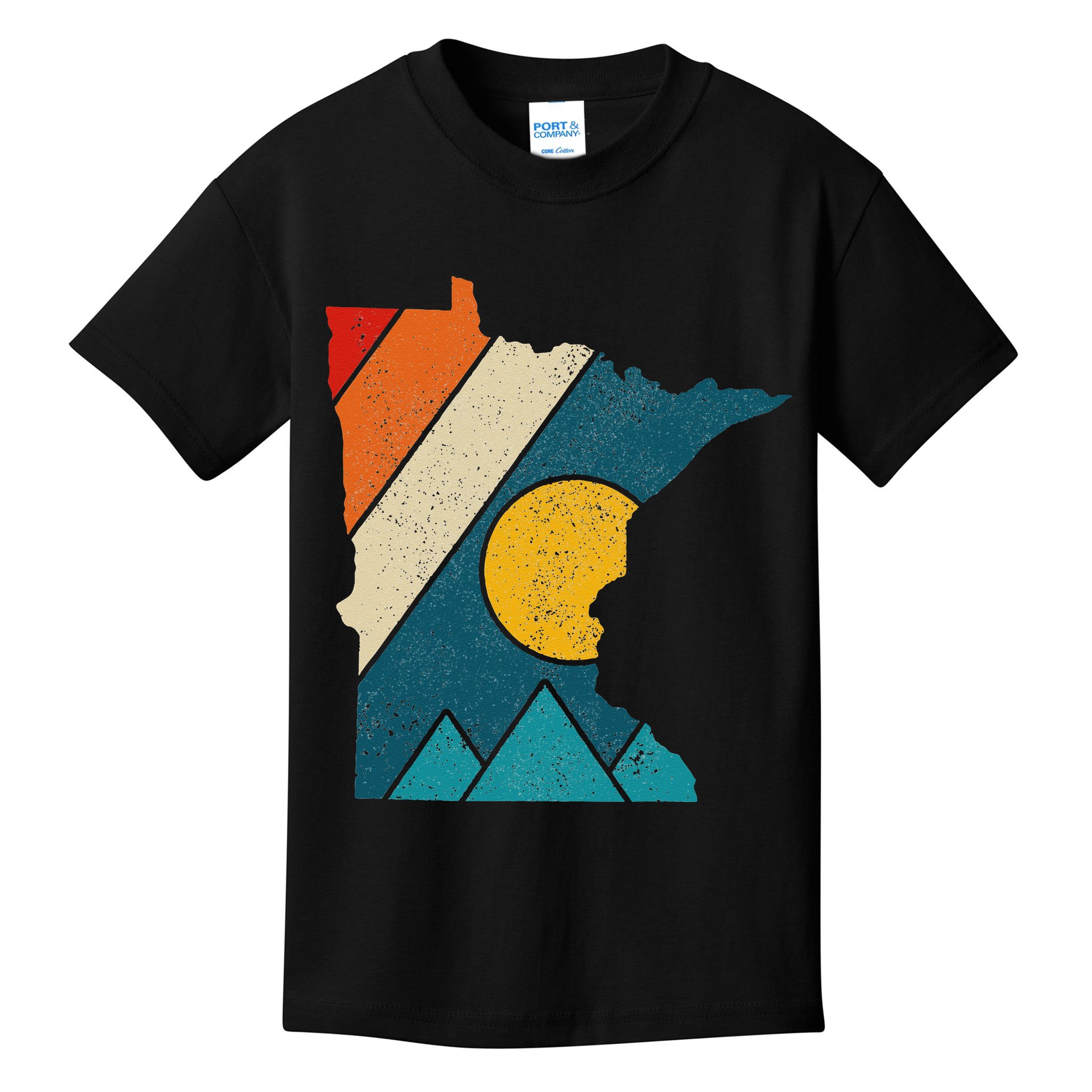 Minnesota Vintage State Map Mountains Hiking Pride Gift Kids T-Shirt