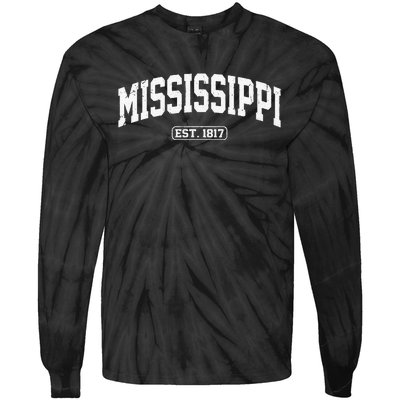 Mississippi Vintage State Athletic Style Tie-Dye Long Sleeve Shirt