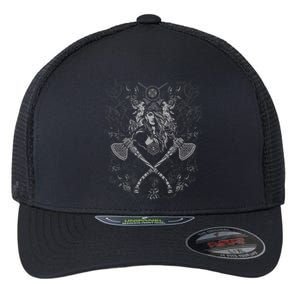 Medieval Viking Shield Maiden Warrior Battle Axes Flexfit Unipanel Trucker Cap