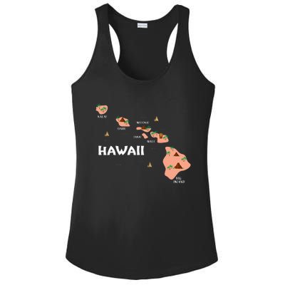 Map Vintage Souvenir Hawaiian Islands Ladies PosiCharge Competitor Racerback Tank