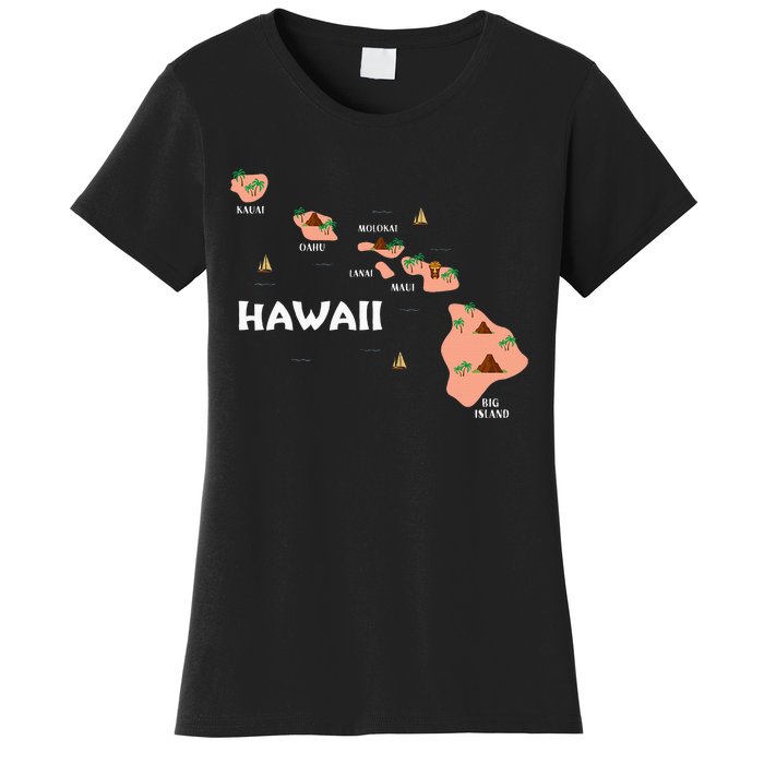 Map Vintage Souvenir Hawaiian Islands Women's T-Shirt