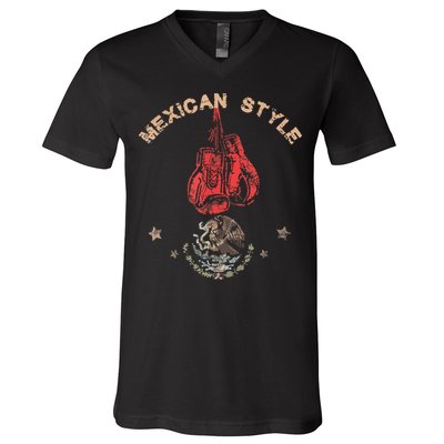 Mexican Vintage Style Boxing Great Boxer V-Neck T-Shirt