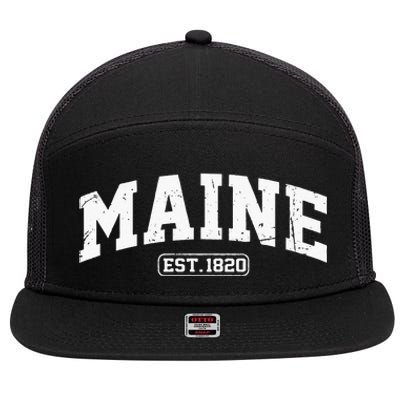 Maine Vintage State Athletic Style Swea 7 Panel Mesh Trucker Snapback Hat