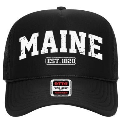 Maine Vintage State Athletic Style Swea High Crown Mesh Back Trucker Hat