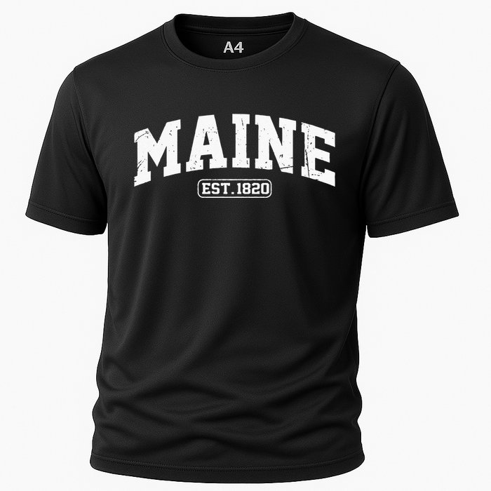 Maine Vintage State Athletic Style Swea Cooling Performance Crew T-Shirt