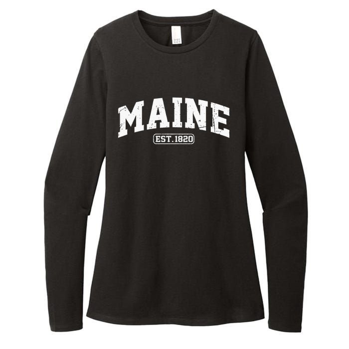 Maine Vintage State Athletic Style Swea Womens CVC Long Sleeve Shirt