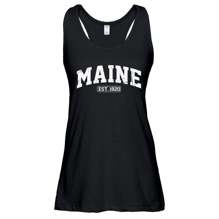 Maine Vintage State Athletic Style Swea Ladies Essential Flowy Tank