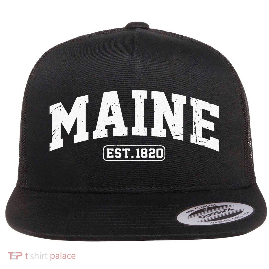 Maine Vintage State Athletic Style Swea Flatbill Hat