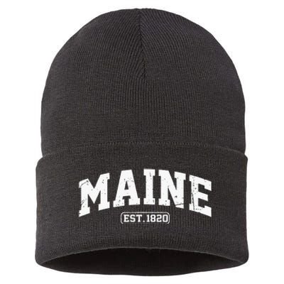 Maine Vintage State Athletic Style Swea Sustainable Knit Beanie