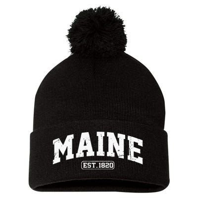 Maine Vintage State Athletic Style Swea Pom Pom 12in Knit Beanie