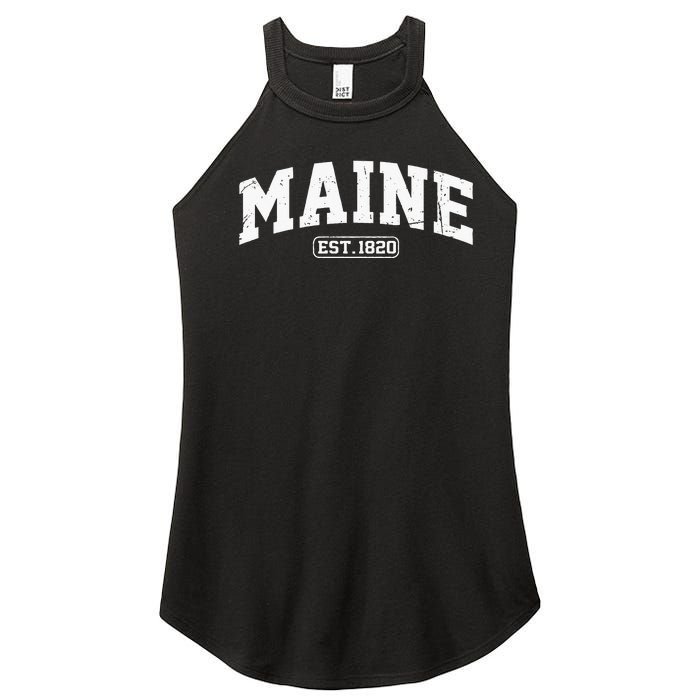 Maine Vintage State Athletic Style Swea Women's Perfect Tri Rocker Tank