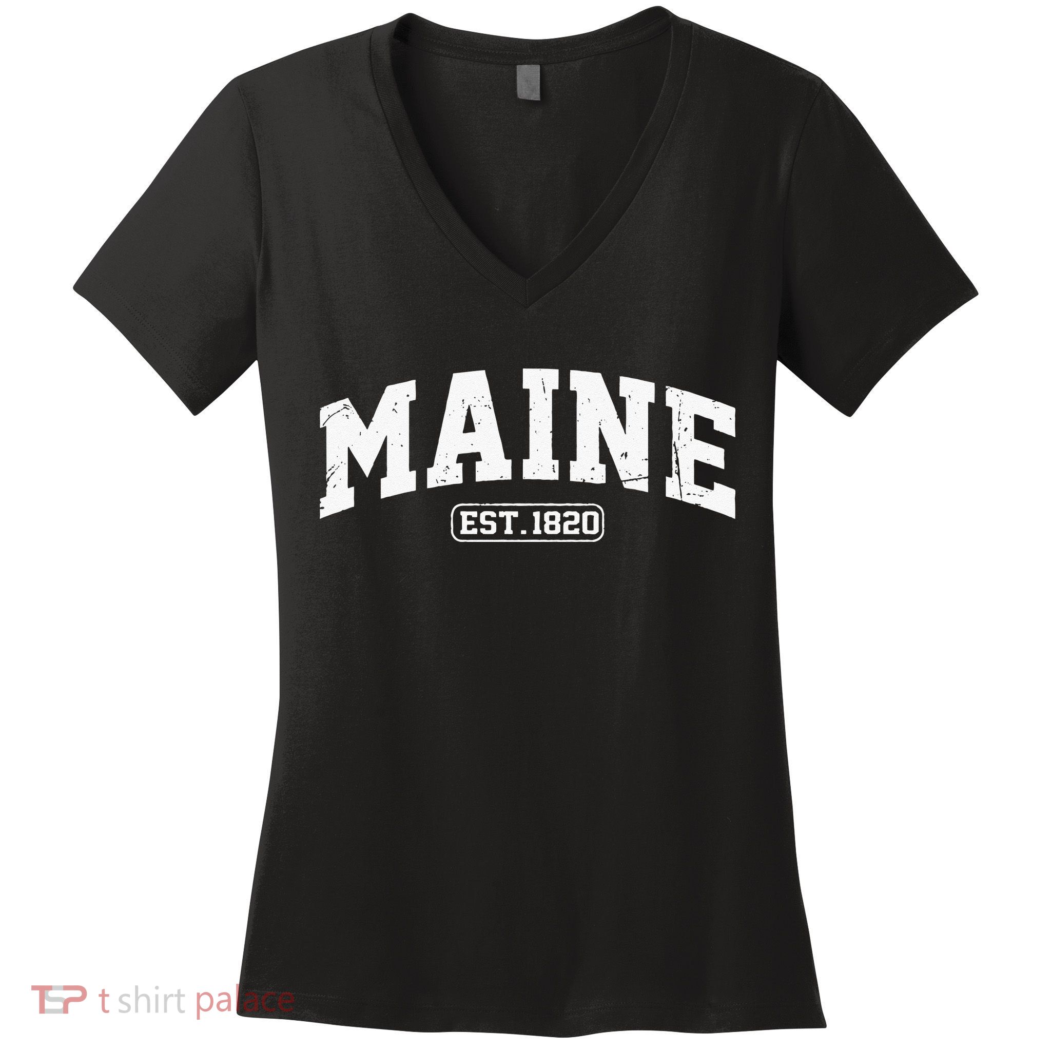 Maine Vintage State Athletic Style Swea Women's V-Neck T-Shirt