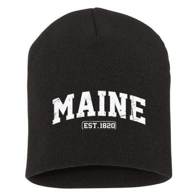 Maine Vintage State Athletic Style Swea Short Acrylic Beanie