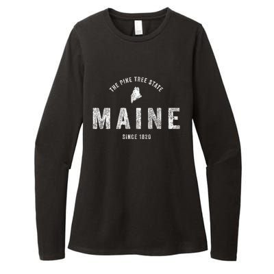 Maine Vintage Sports Design Retro Womens CVC Long Sleeve Shirt