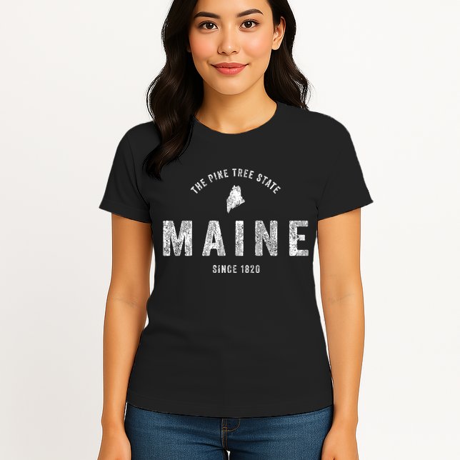 Maine Vintage Sports Design Retro Womens T-Shirt
