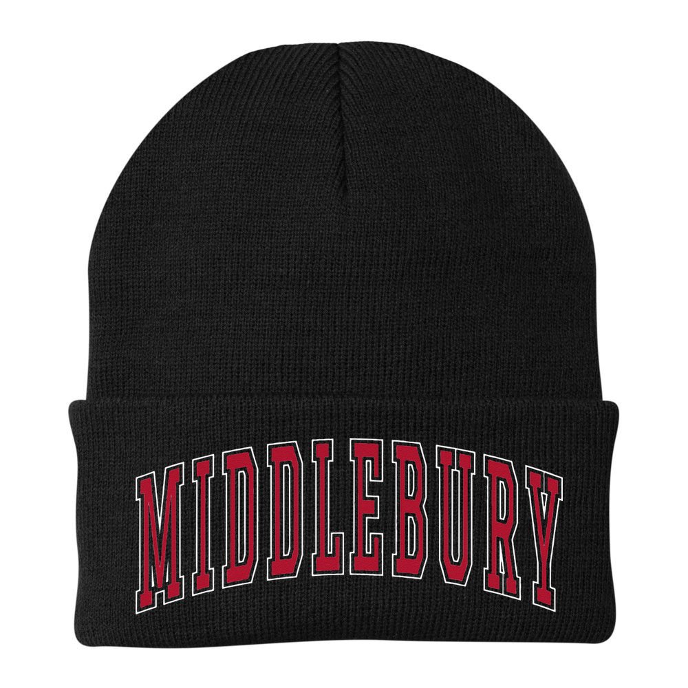 Middlebury Vermont Souvenir College Style Red Text Beanie