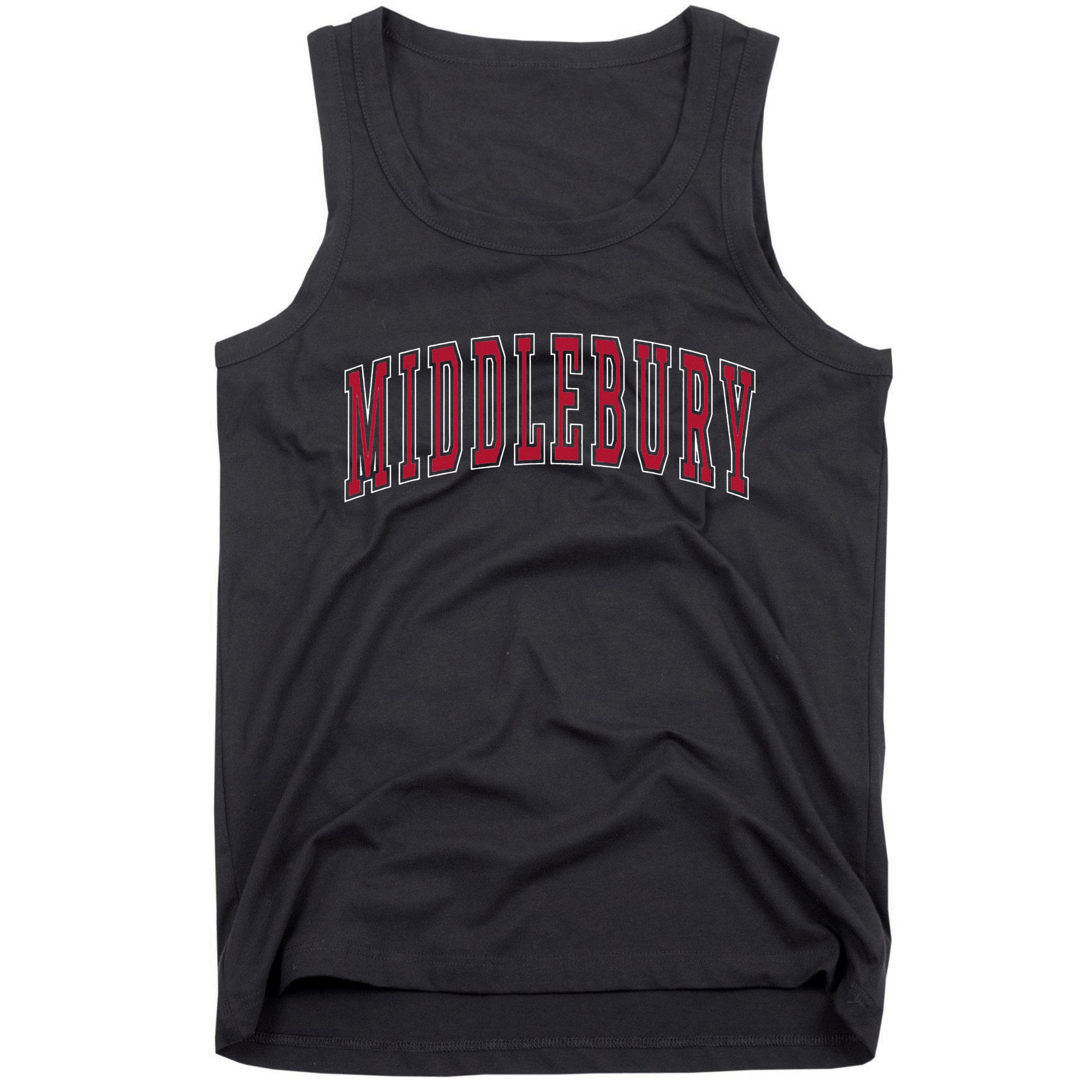 Middlebury Vermont Souvenir College Style Red Text Tank Top